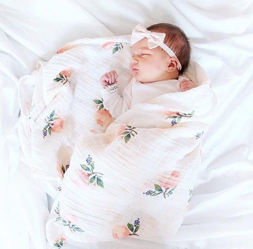 Baby Swaddle Blanket - Różowe otulacze dla niemowląt 120x120cm, 70%